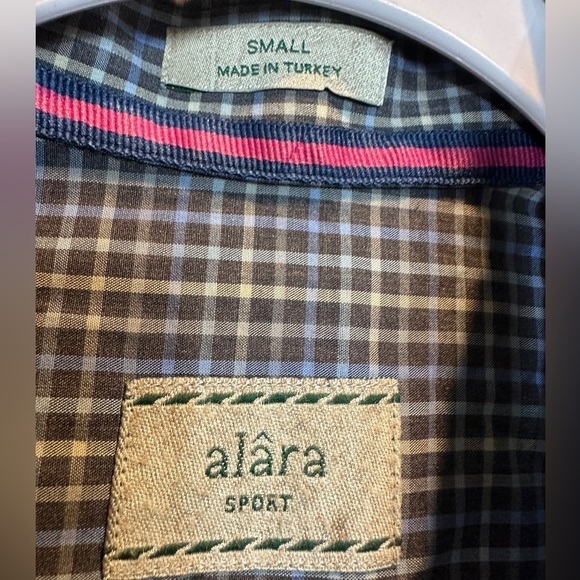 Alara Sport 100% Cotton plaid long sleeve button down shirt, sz S Made in Turkey - Picture 2 of 4